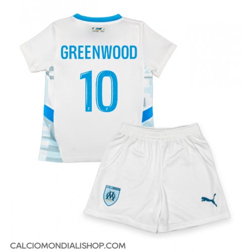 Maglie da calcio Olympique de Marseille Mason Greenwood #10 Prima Maglia Bambino 2024-25 Manica Corta (+ Pantaloni corti)